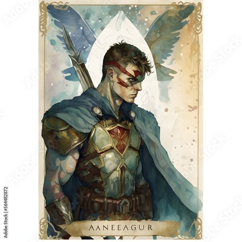 avenger tarot card fantasy watercolor  photo