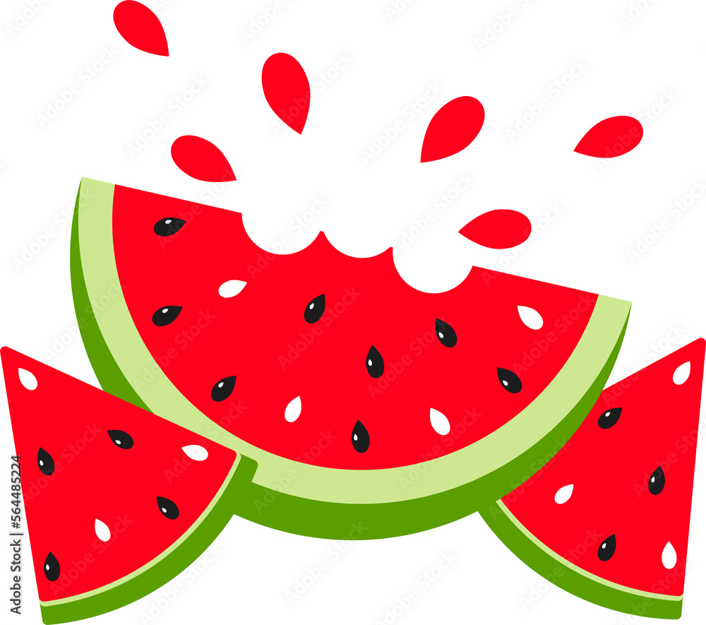 Vector illustration of a watermelon with splashes. Vector illustration of a watermelon with splashes.
