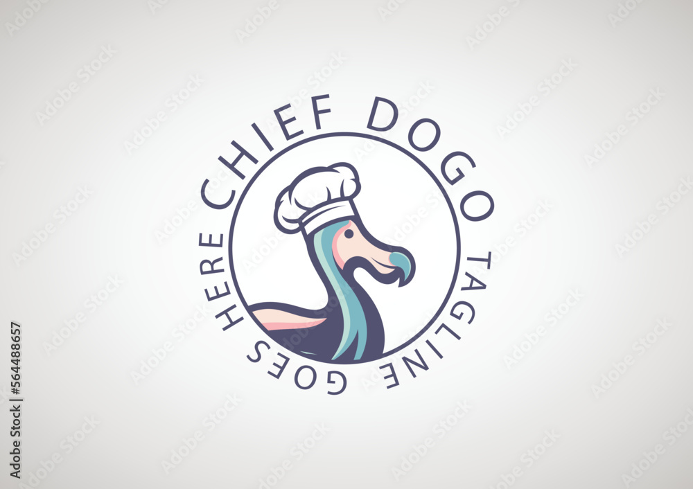 Duck Head Chef Logo Vector , Emblem With Grey Background Duck Head Chef Logo Vector , Emblem With Grey Background