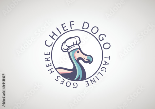 Duck Head Chef Logo Vector , Emblem With Grey Background