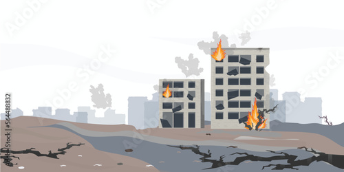 Destroyed village concept landscape.