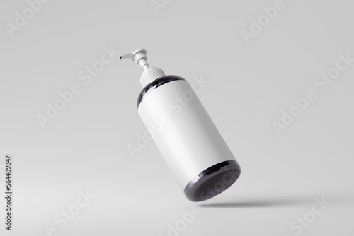 violet glass pump bottle mockup