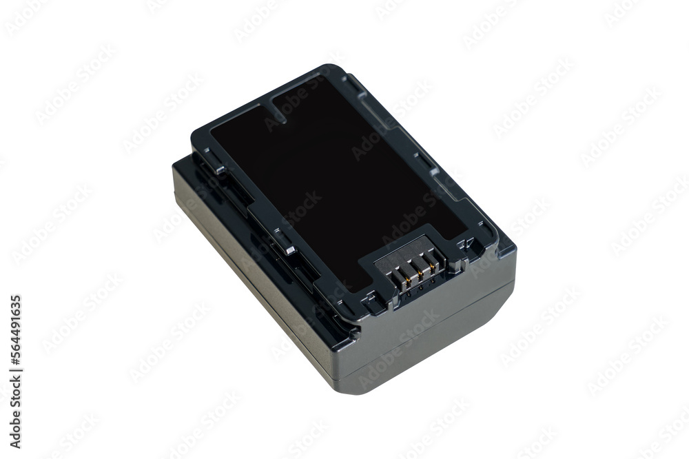 Mirrorless camera battery isolated on white background. Mirrorless camera battery isolated on white background.