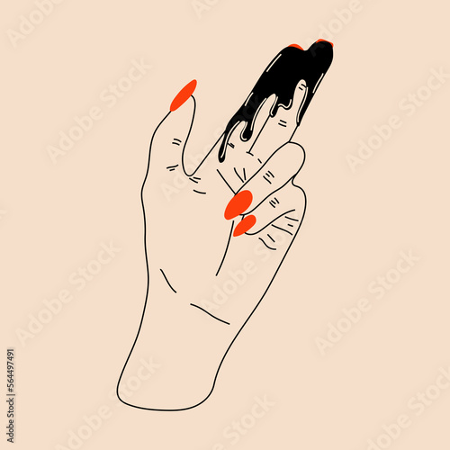 Sexual hand gesture - Hand and finger simulating intercourse and sex. Love and education concept. Vector illustration.