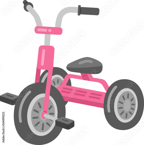 ピンク色の、子供用の三輪車のイラスト