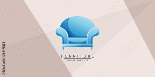 Furniture Sofa Minimalist Flat Logo Template Vector Illustration Design