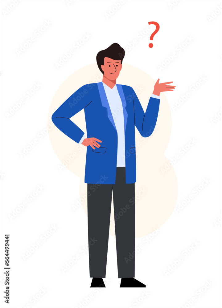 Man thinking with question mark. Male character design Man thinking with question mark. Male character design