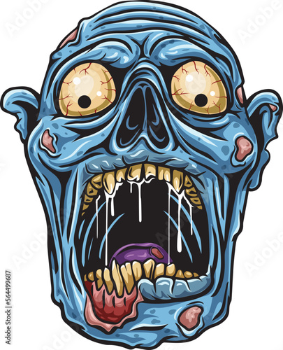 Cartoon zombie head on white background #564499687