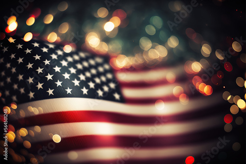 Happy 4th July, USA flag. Generative AI illustration.