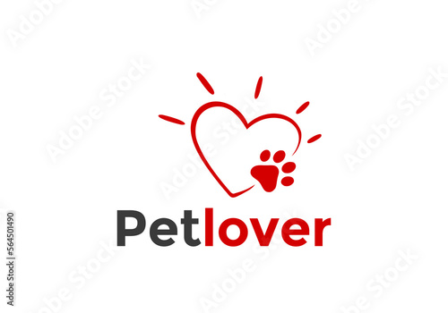 paw and heart suitable for pet grooming, pet-friendly logo.