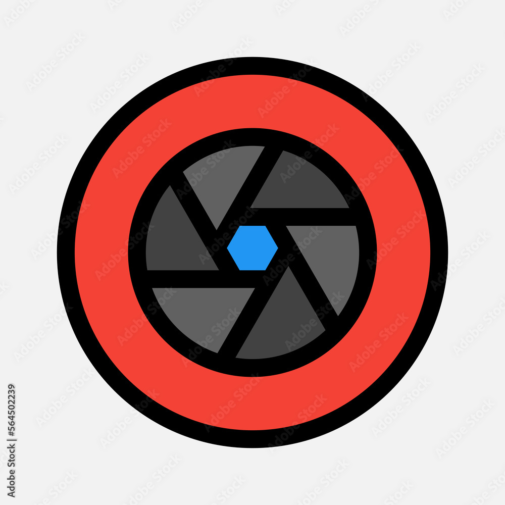 Diaphragm icon in filled line style about camera, use for website mobile app presentation Diaphragm icon in filled line style about camera, use for website mobile app presentation