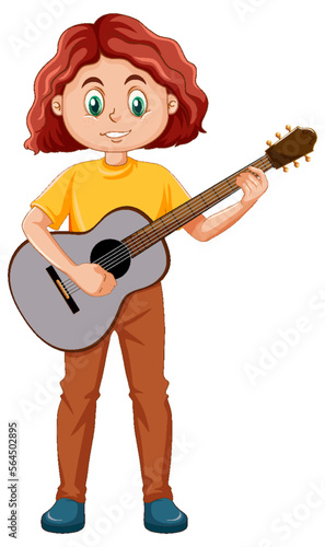 Girl playing acoustic guitar vector