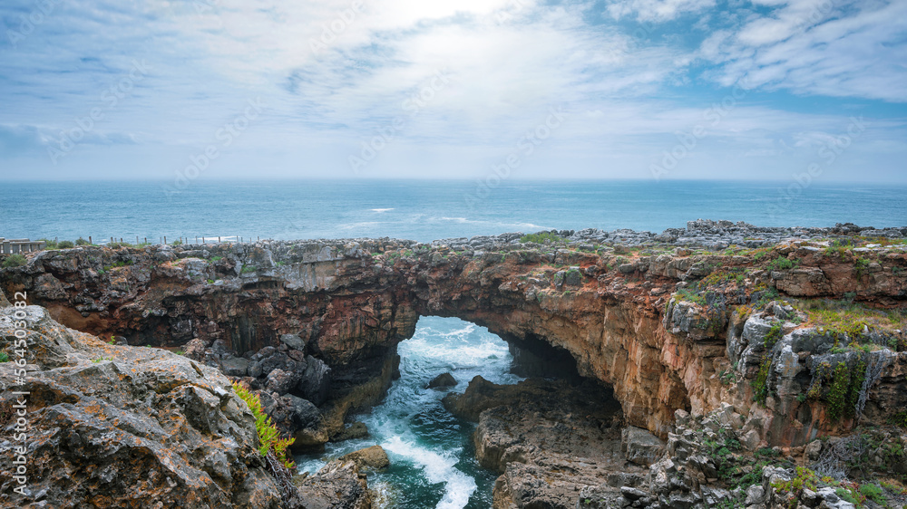 Panoramic View of The Atlantic Ocean and Boca Do Inferno Chasm in Cascais (Hell's Mouth). Portugal. Panoramic View of The Atlantic Ocean and Boca Do Inferno Chasm in Cascais (Hell's Mouth). Portugal.