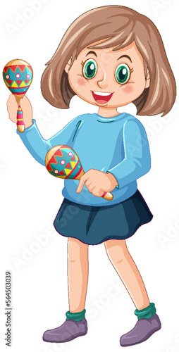 Girl playing maracas vector