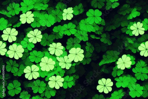 Saint St. Patrick's Day Four-Leaf Clover Clovers Shamrock Shamrocks Seamless Texture Pattern Tiled Repeatable Tessellation Background Image 