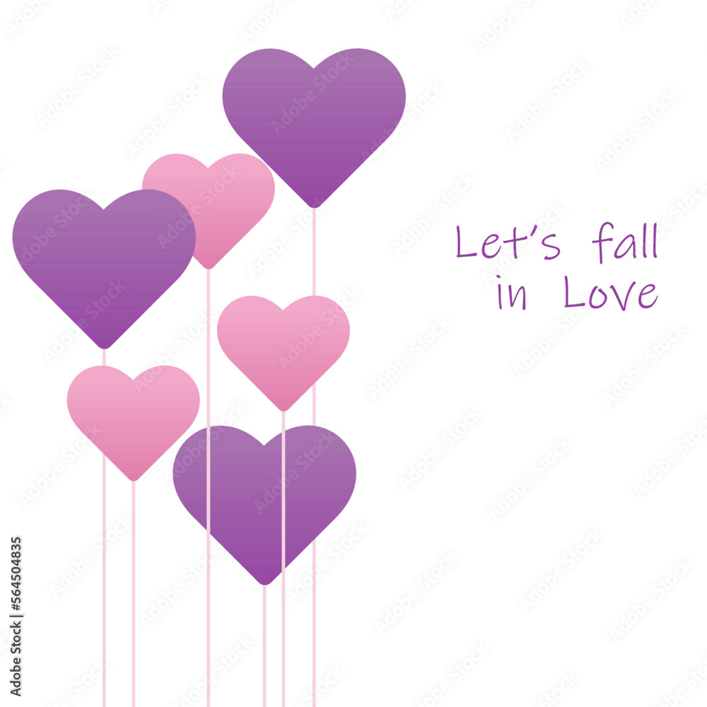 Let's fall in love, valentine greeting, valentine card