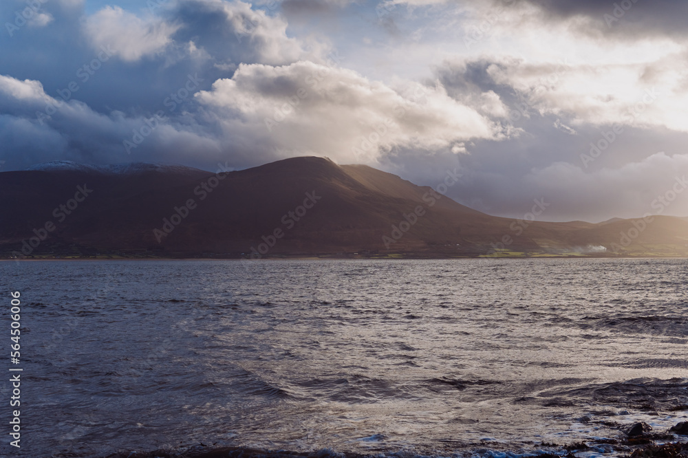 Tralee in Ireland from above, dramatic sky, beautiful clouds, sunset. High quality photo Tralee in Ireland from above, dramatic sky, beautiful clouds, sunset. High quality photo