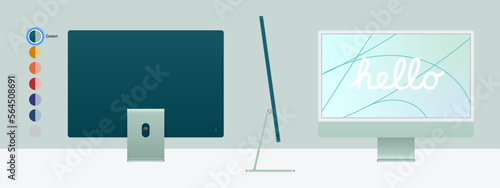 Computer imac color green version vector