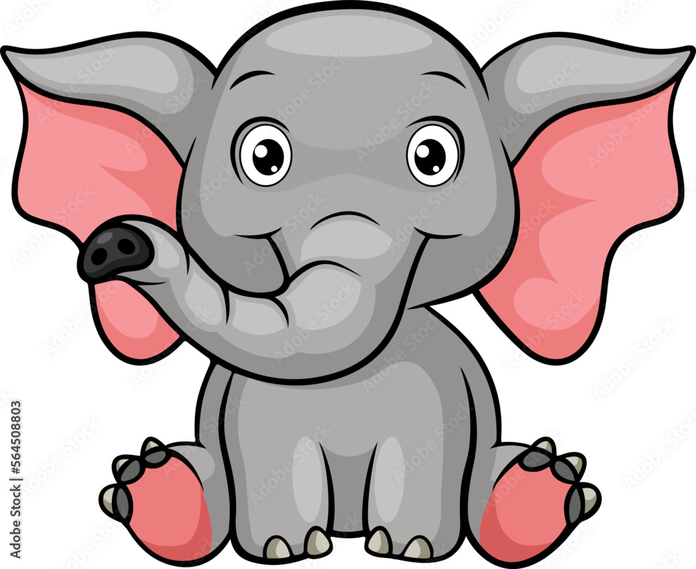 Fototapeta premium Cartoon baby elephant on white background