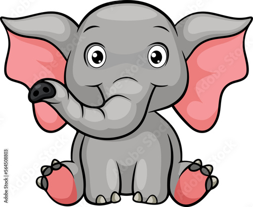 Cartoon baby elephant on white background
