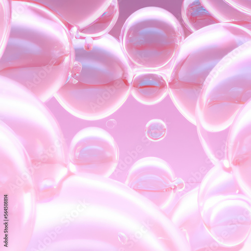 3D clear pink bubble or collagen for serum skincare ads banner. beauty skincare solution concept. Generative AI. 