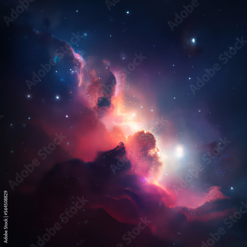 3D wallpaper abstract fantasy universe illustration. Space wallpaper with stars. Generative AI. 
