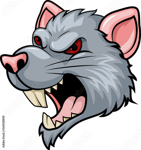 Angry rat head cartoon expression