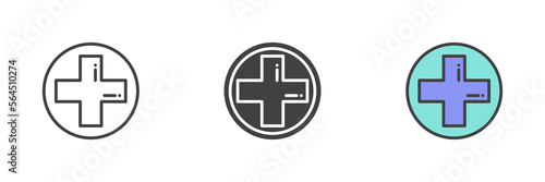 Medical cross different style icon set