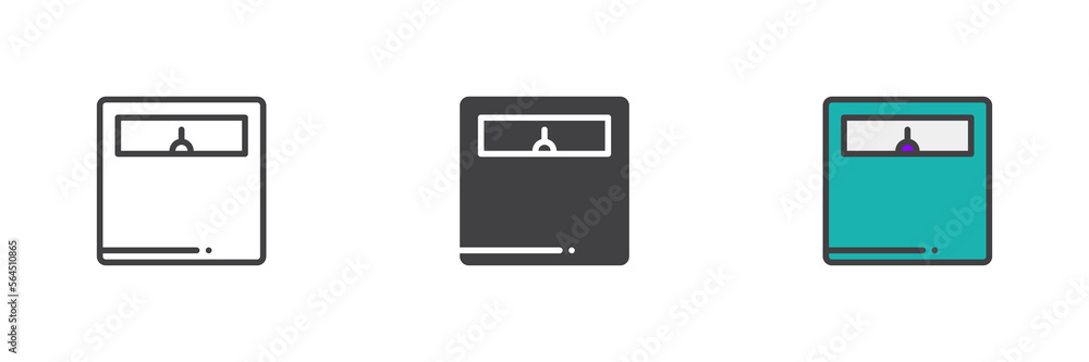 Bathroom scales different style icon set Bathroom scales different style icon set