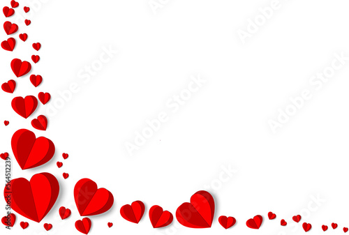 Valentine's day frame with red hearts. Free text space. White background.