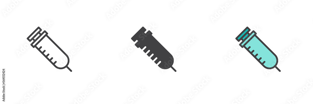 Syringe different style icon set Syringe different style icon set