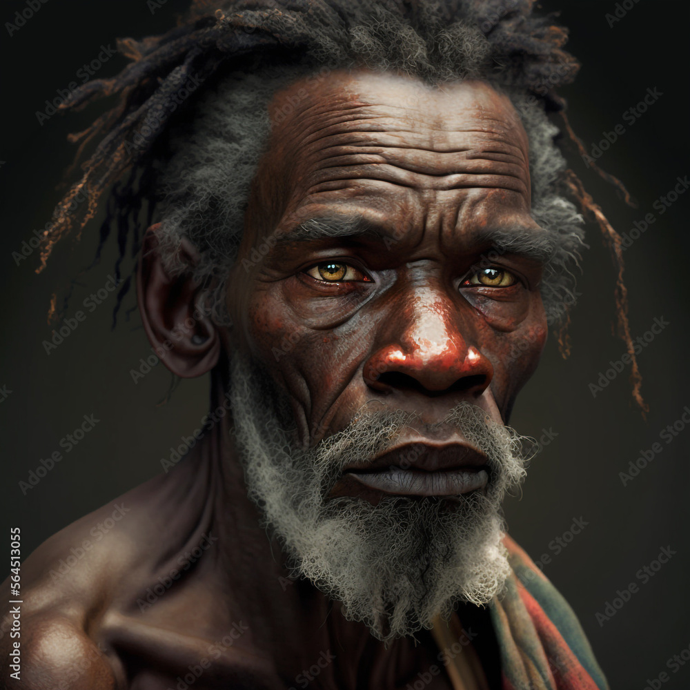 African bushman generative ai - obrazy, fototapety, plakaty 