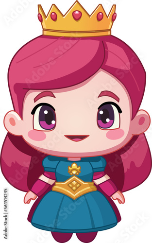 Smiling little princess girl with crown on her head 