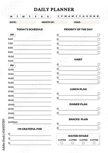 Simple Minimalist Planner Template Daily Planner