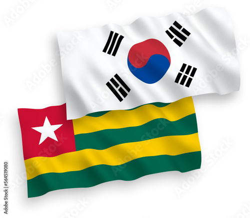 Flags of South Korea and Togolese Republic on a white background