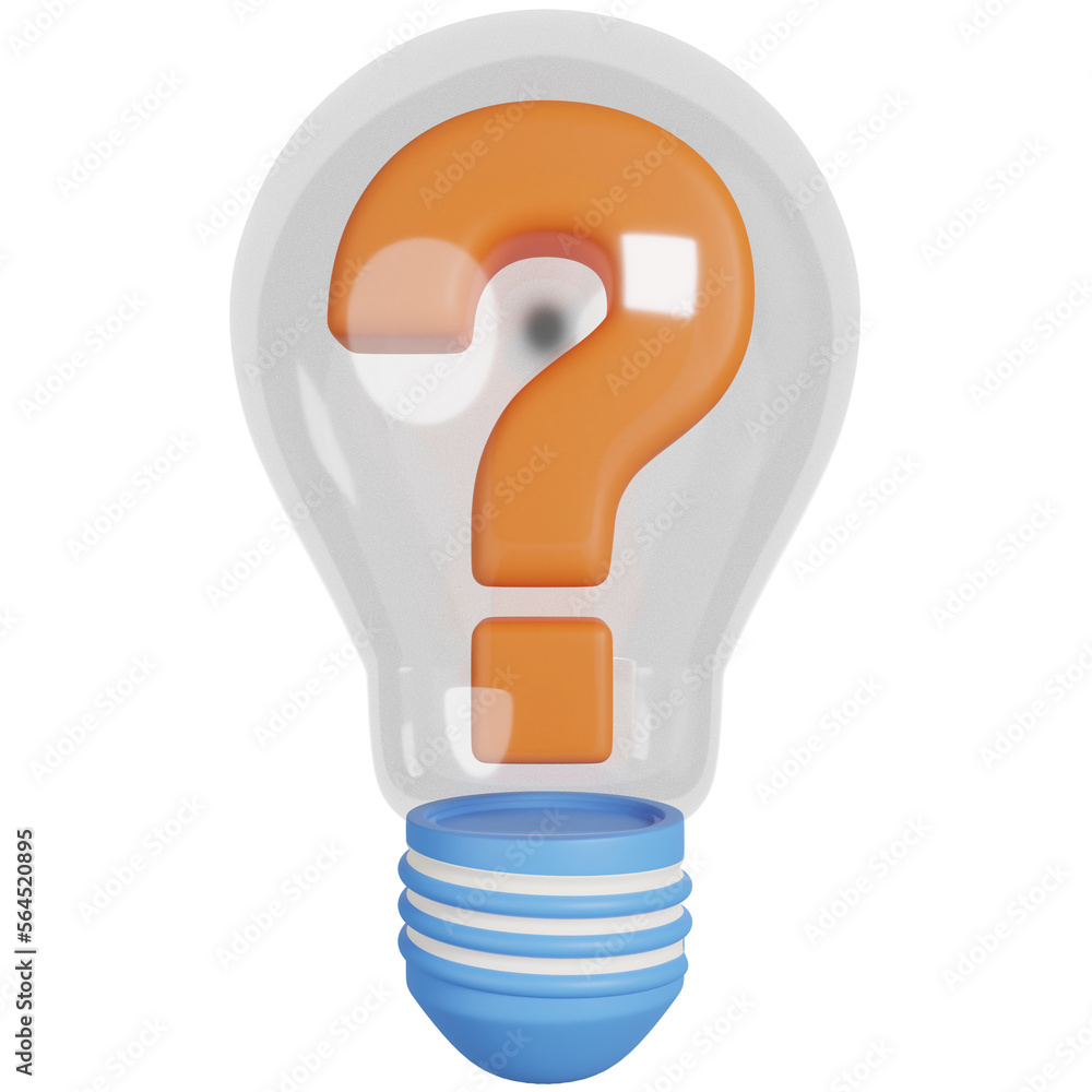 Light Bulb With Question Mark 3D Icon Light Bulb With Question Mark 3D Icon