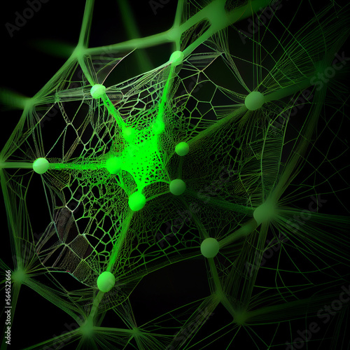 Web and net of artifactial intelligence , created with Generative AI technology. photo