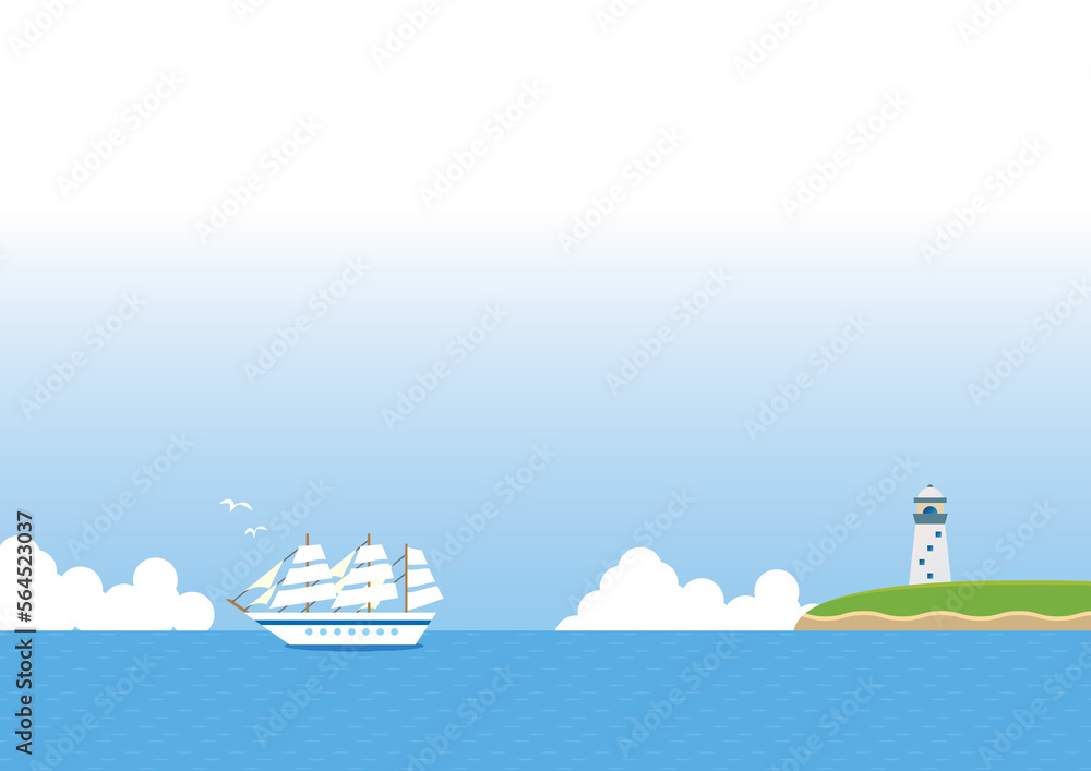 Naklejka premium 海 風景 船 帆船