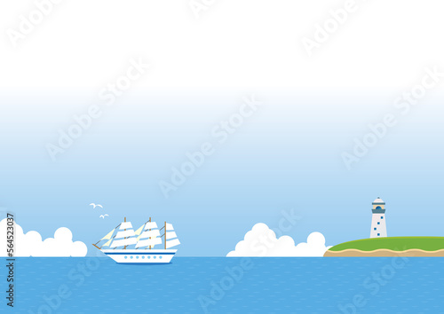 海　風景　船　帆船