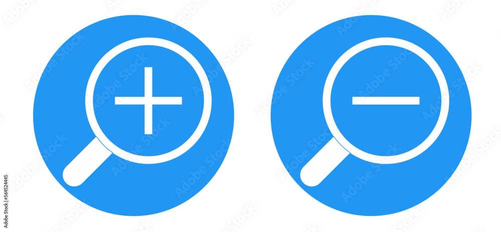 Zoom in and zoom out icon with blue solid color Zoom in and zoom out icon with blue solid color