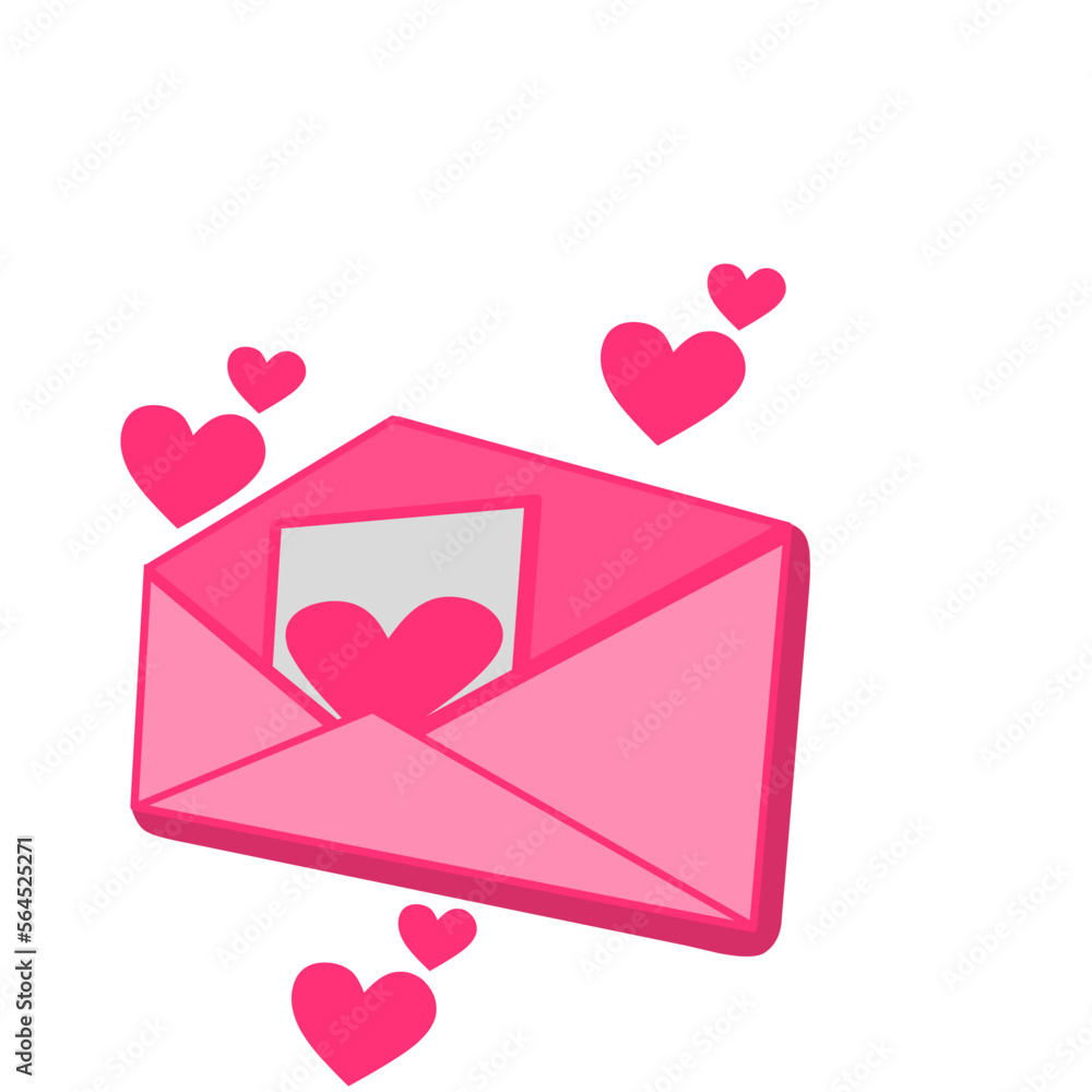 3D Letter Envelope Icon with Love