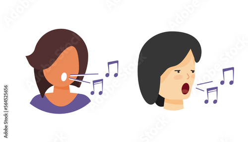 Woman singing song vector, girl female voice singer icon illustration graphic clipart cartoon design image