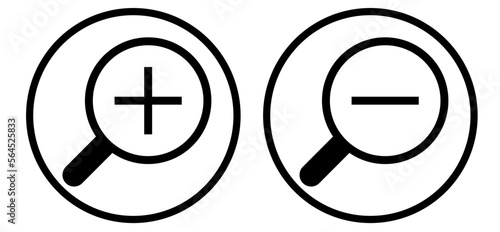 Zoom in and zoom out icon outline 