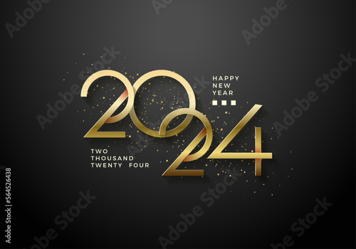 2024 Logo with numbers shiny luxury gold colored. Latest vector designs and unique numbers.