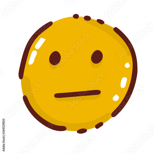 smiling emoji with mouth dissatisfied emoticon isolated on white