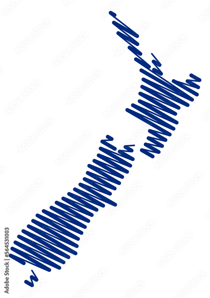 Scribble Style Map Of New Zealand Scribble Style Map Of New Zealand