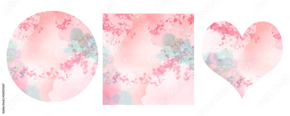 抽象的なピンクのフレームセット Watercolor abstract texture frame 抽象的なピンクのフレームセット Watercolor abstract texture frame