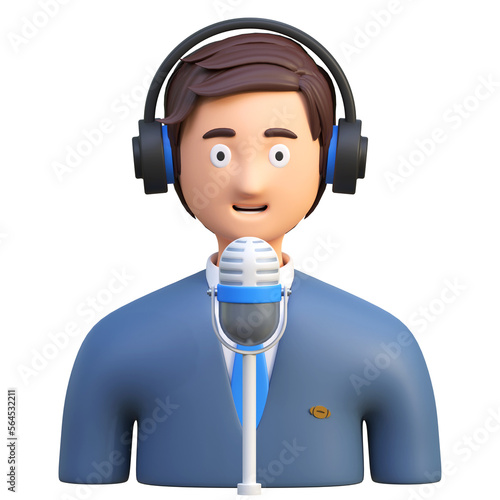 Tablou pe pânză american football announcer commentator icon 3d illustration