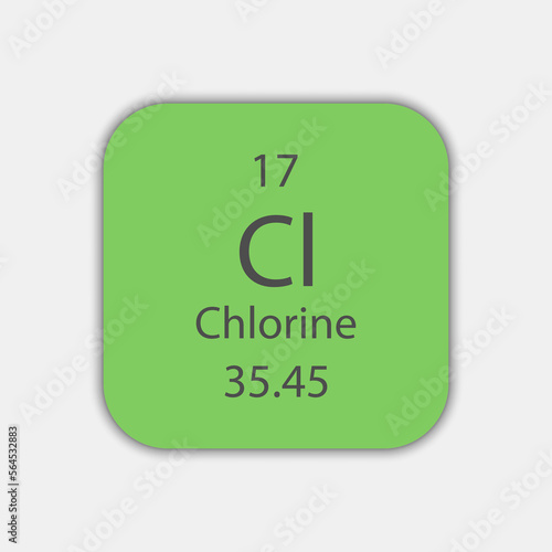Chlorine symbol. Chemical element of the periodic table. Vector illustration.