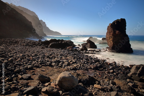 Playa del Trigo (del Trigo beach) near Alojera, La Gomera, Canary Islands, Spain. A hiking trail from Alojera leads to this beach. photo